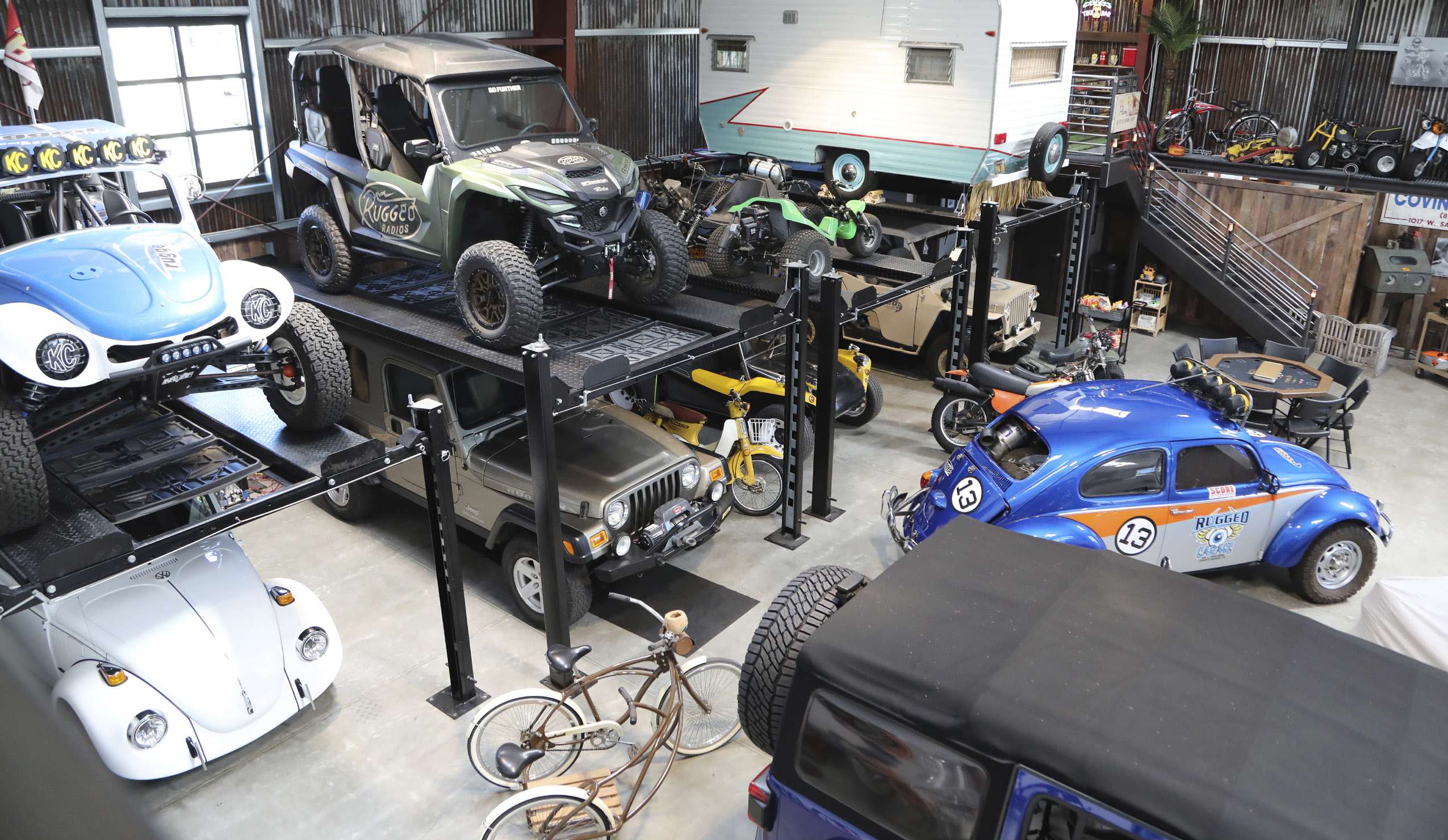 The Garage is an area where vehicles are worked on and new products are prototyped