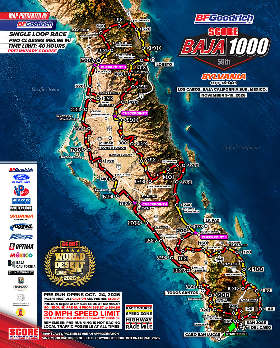 2026 SCORE Baja 1000 Course Map